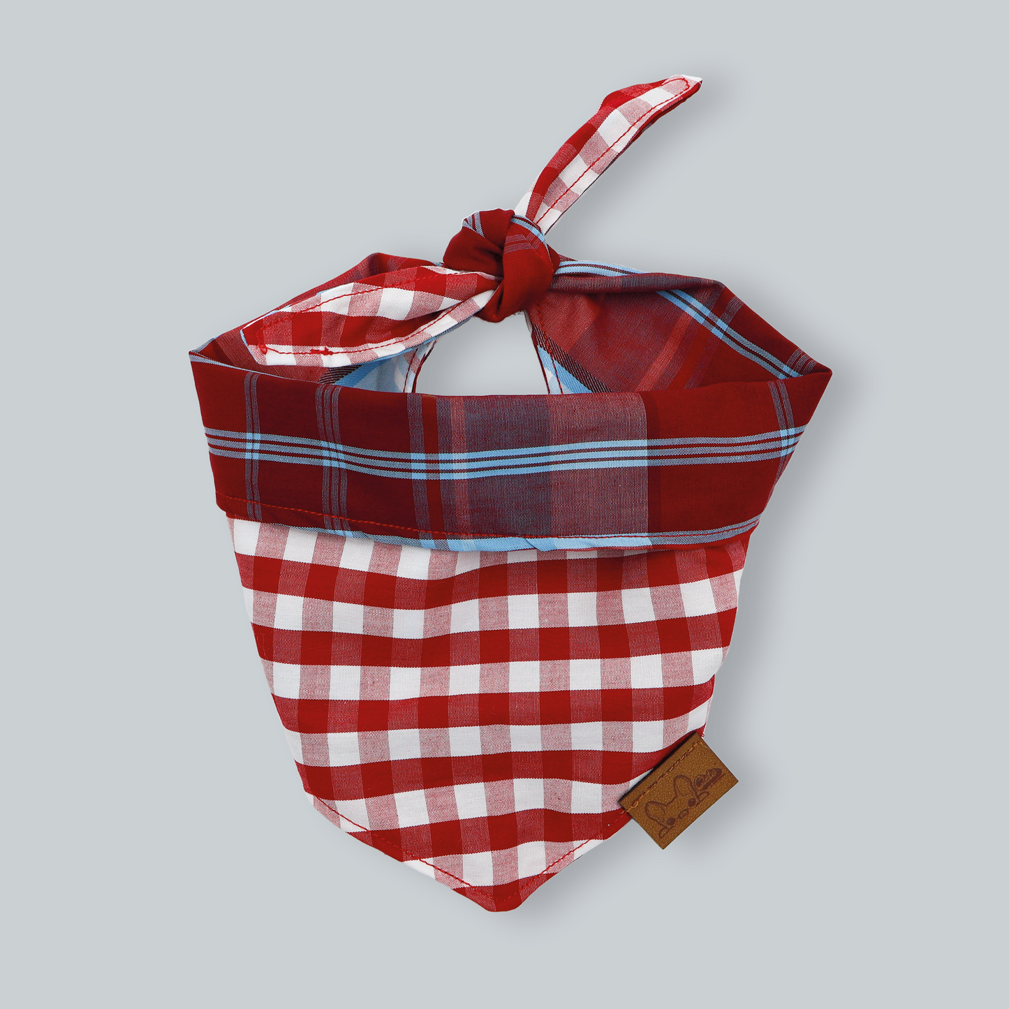 Bandana doble vista cuadros rojo