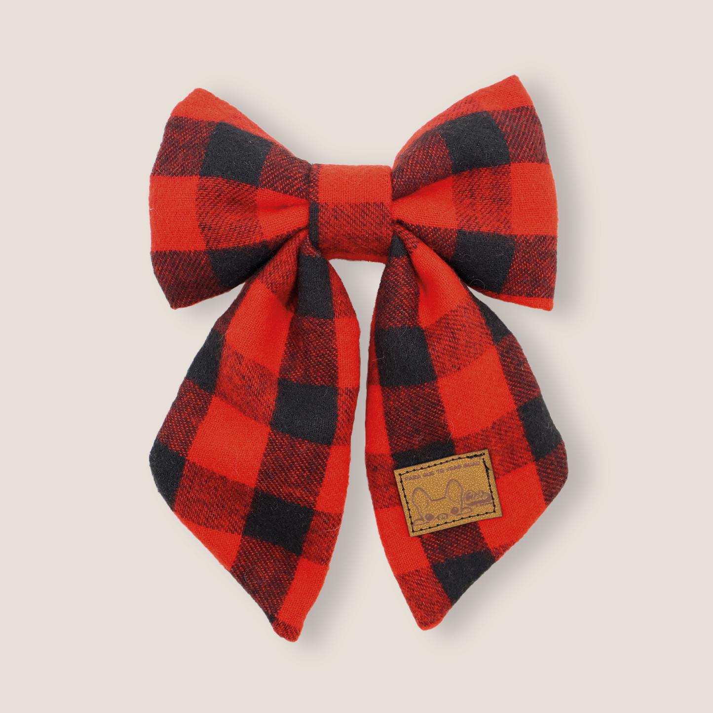 Moño para collar de perro de franela de cuadros rojos con negro