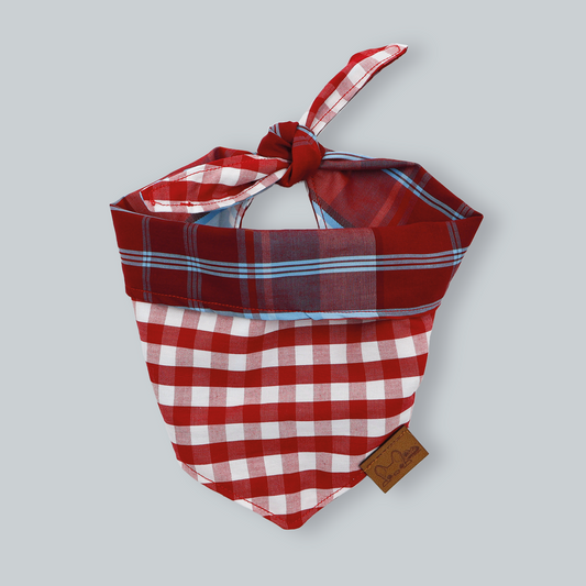 Bandana doble vista cuadros rojo