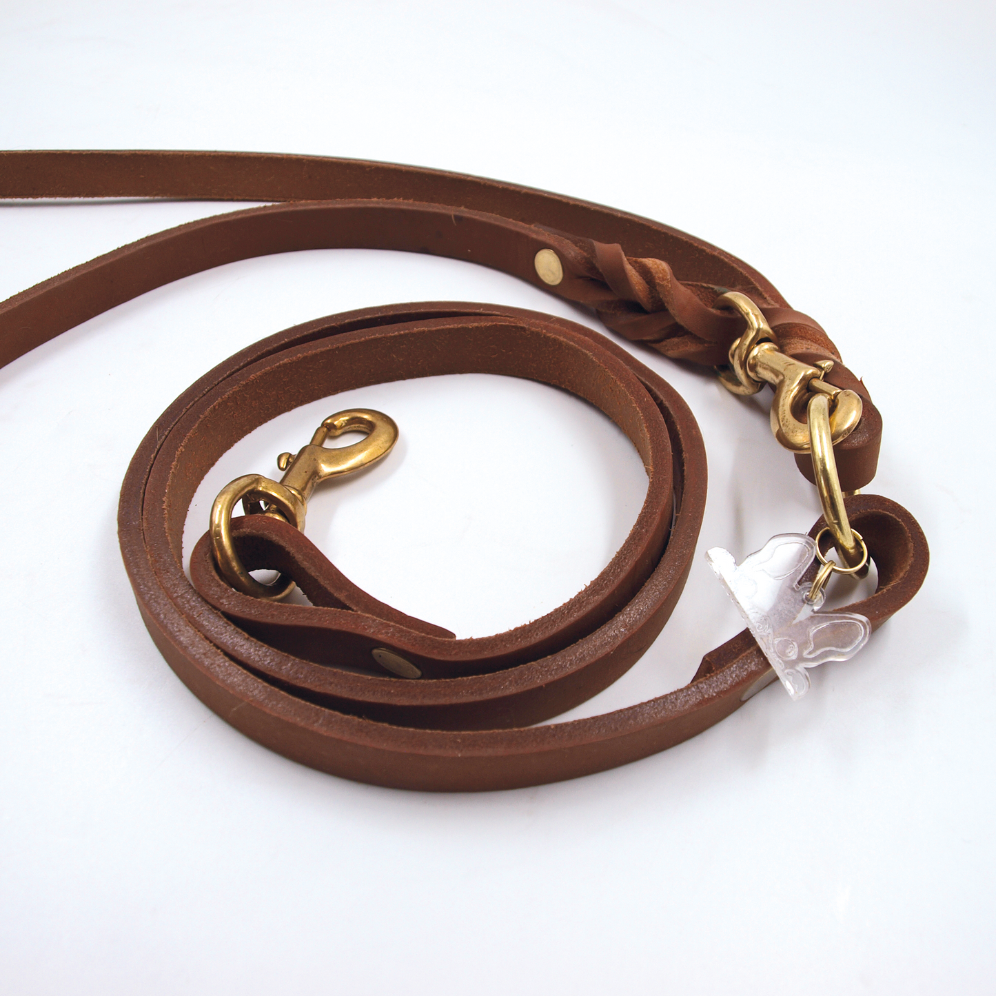 Hands-Free Brown Leather Leash