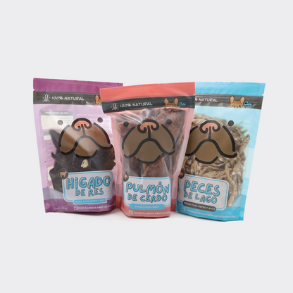 Foto de tres premios que escogimos para perritos en su vejéz.