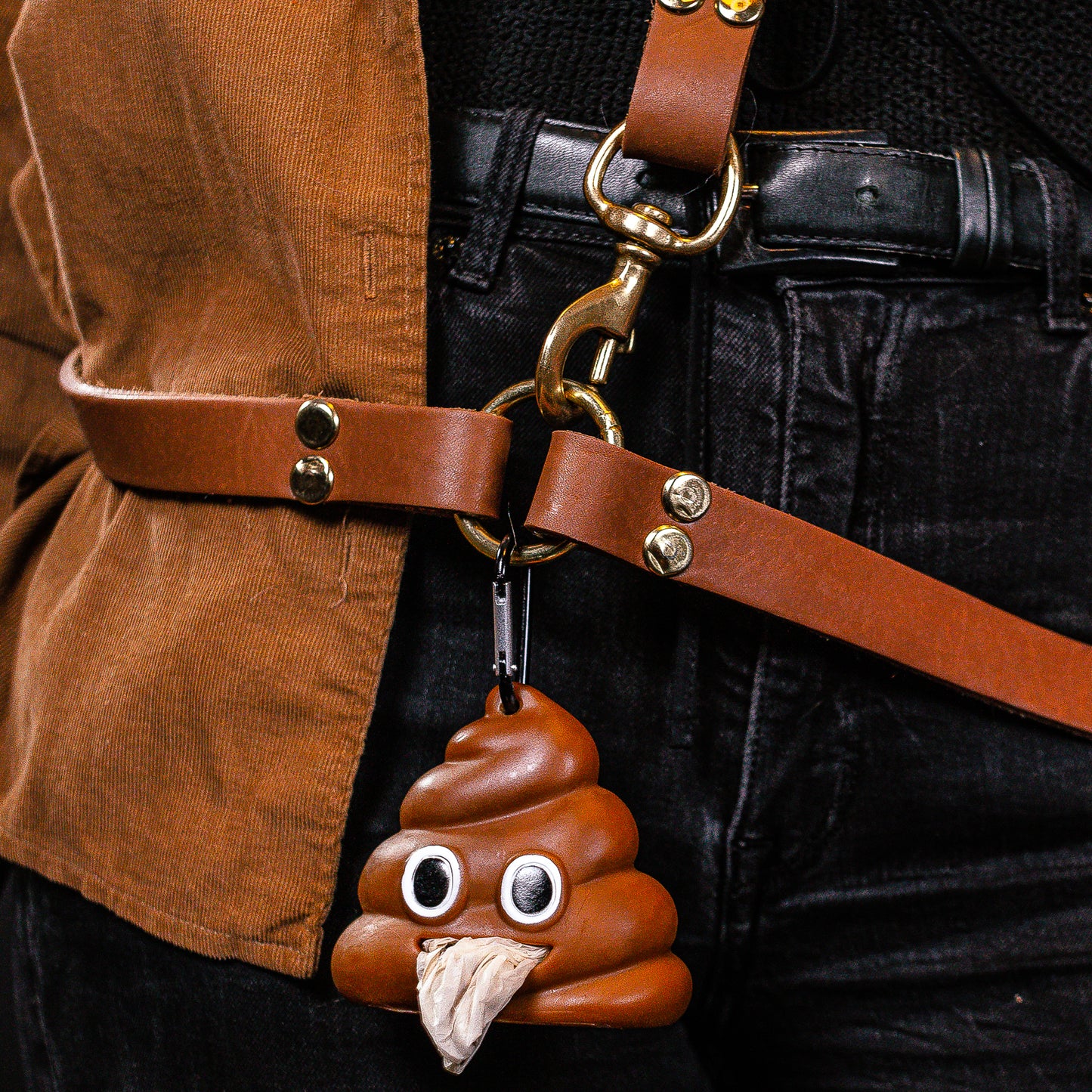 Hands-Free Brown Leather Leash