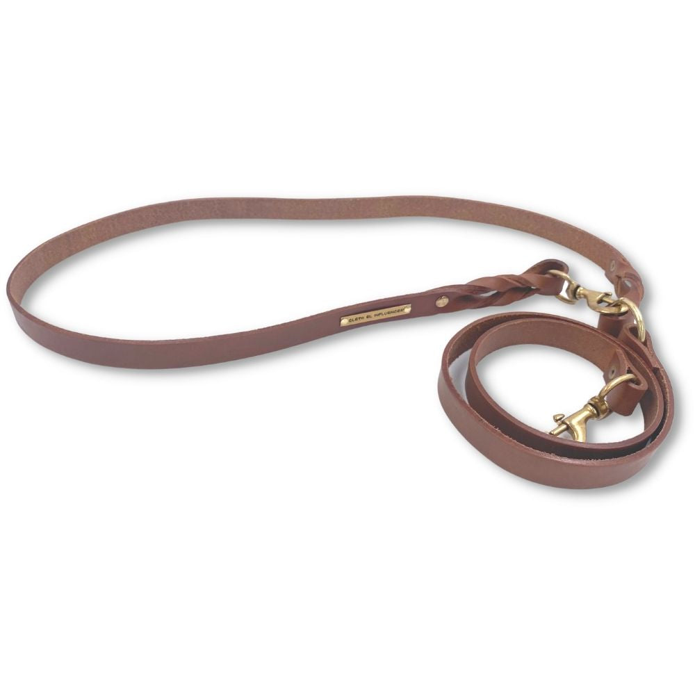Hands-Free Brown Leather Leash