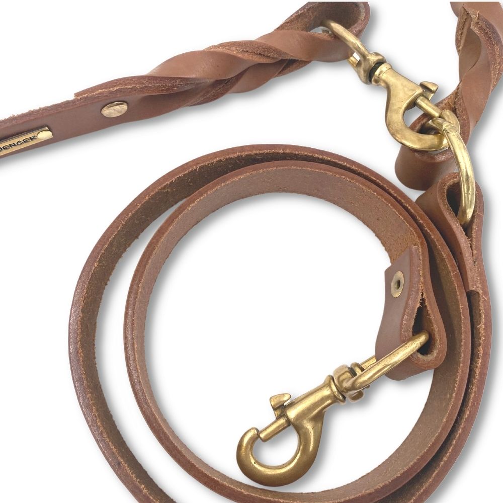 Hands-Free Brown Leather Leash